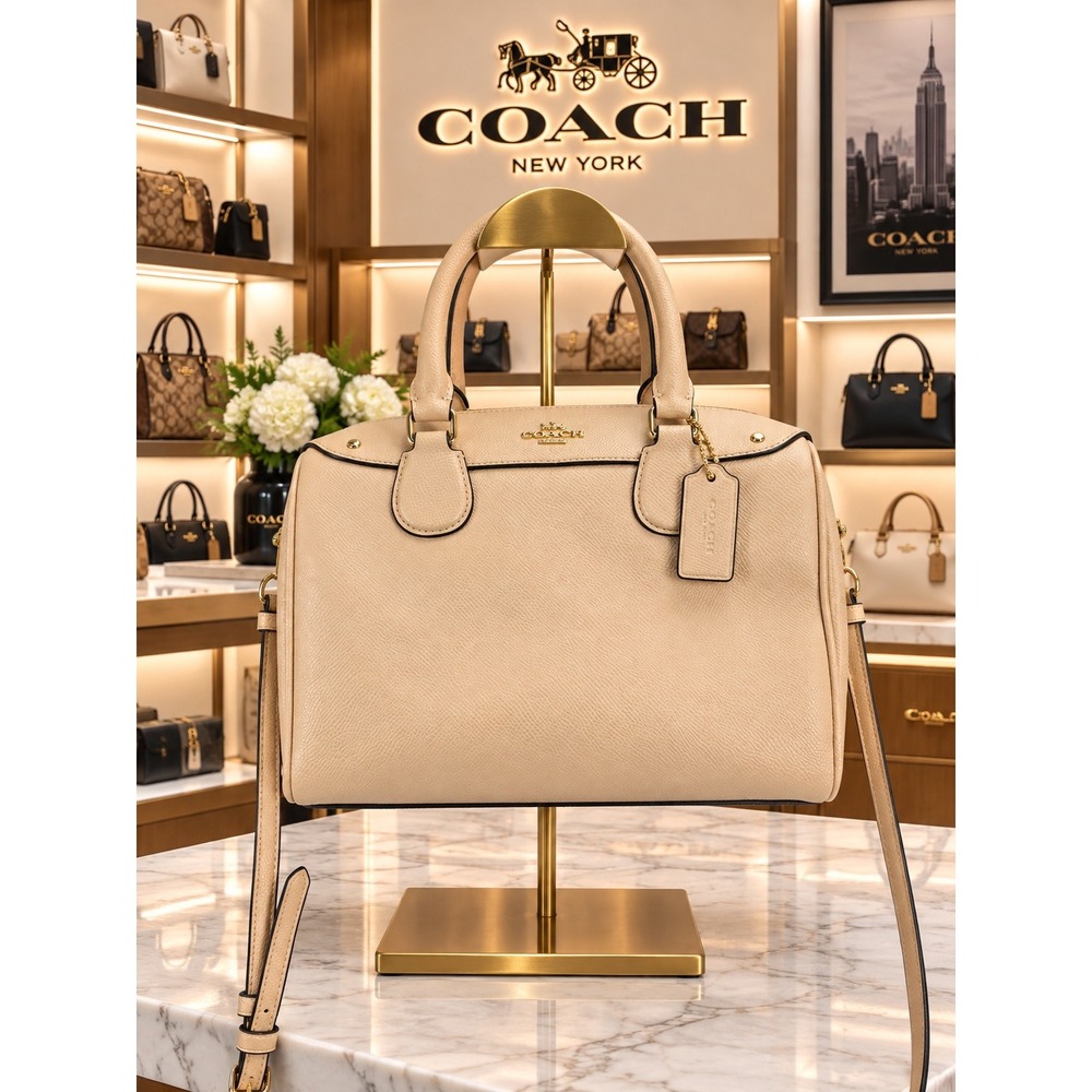 Coach Bennett Mini Satchel Crossbody Bag Beige Leather F57521